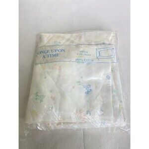 Vintage Once Upon a Time Fitted Crib Sheet Cotton ABC Ducks Chick Made in USA